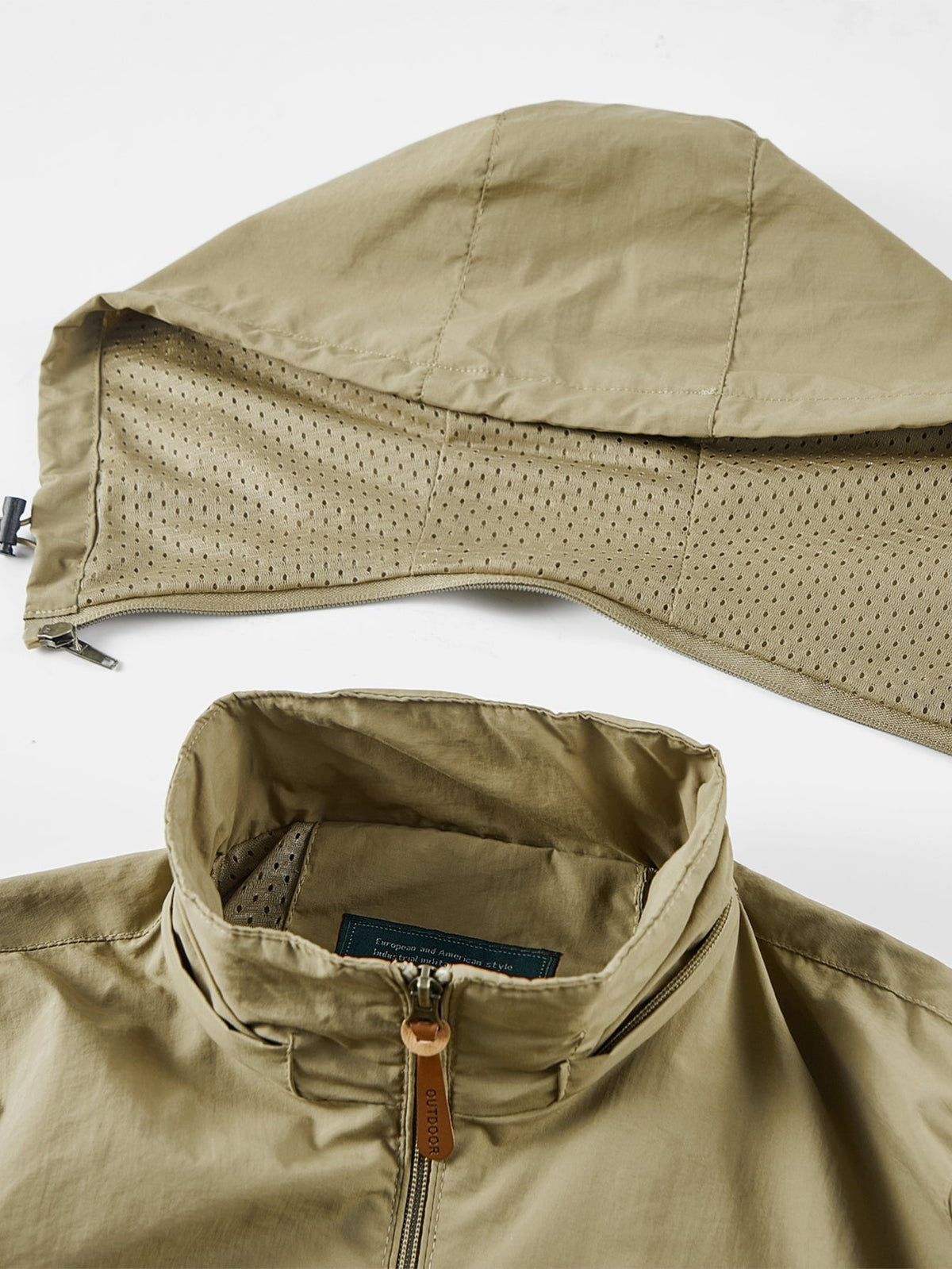 Zip-Up Detachable-Hood Windbreaker Jacket