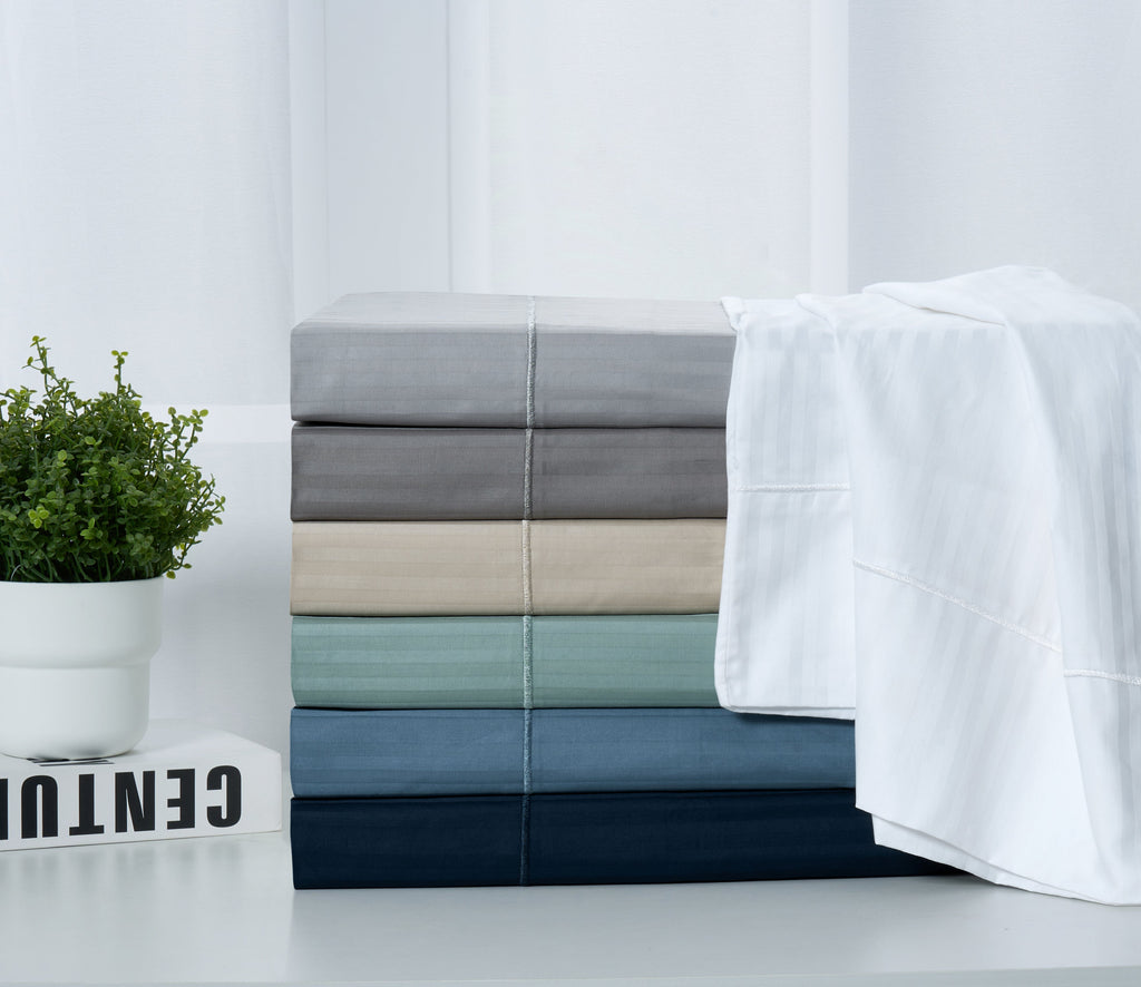 Kathy Ireland 500 Thread Count Damask Stripe Sheet Set with Optifit