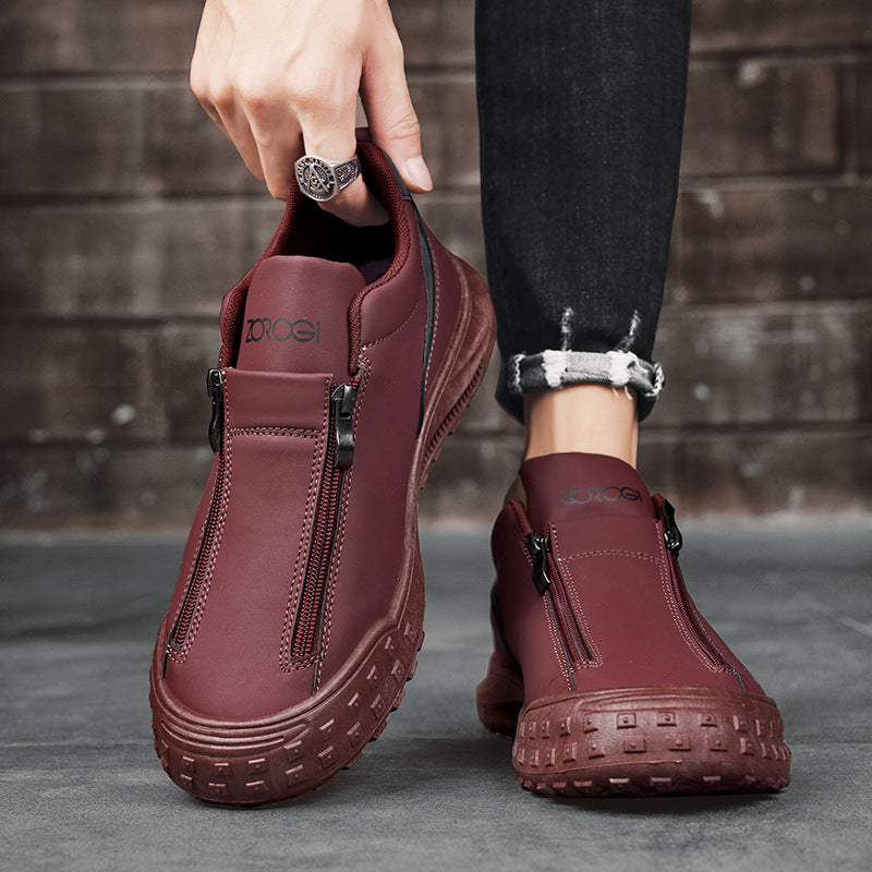 Men’s Low-Top Zipper Slip-On Board Shoes – Sporty & Casual Everyday Wear