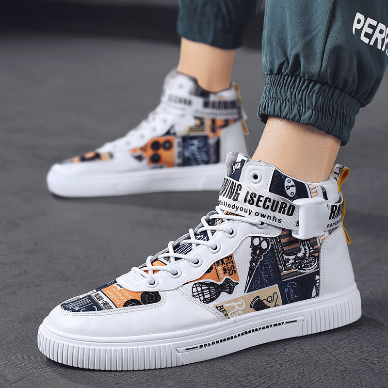 Men’s Black High-Top Trend Sneakers – Casual Sports Shoes