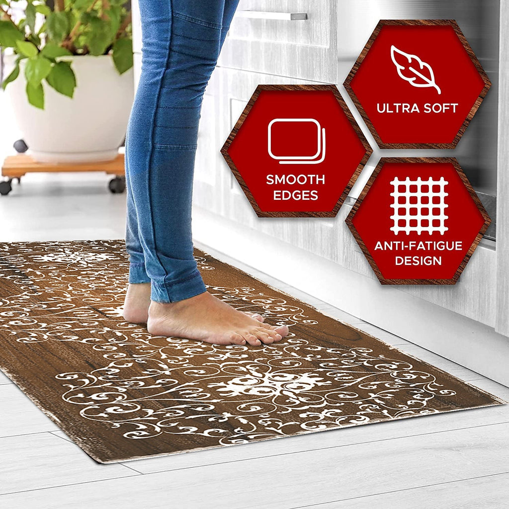 20"x55" Oversized Cushioned Anti-Fatigue Kitchen Runner Mat (Scroll)