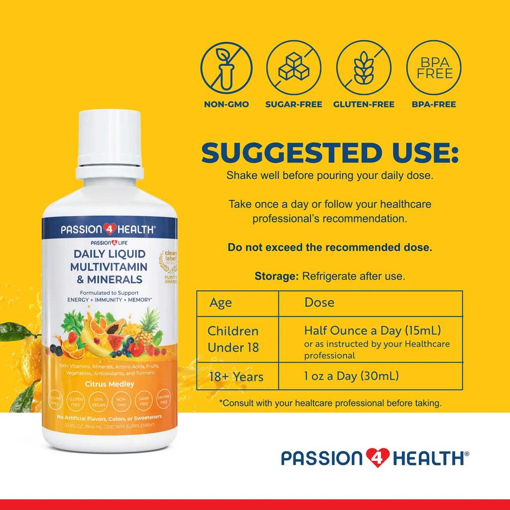 Daily Liquid Multivitamin Minerals Complete Wellness Supplement Formula