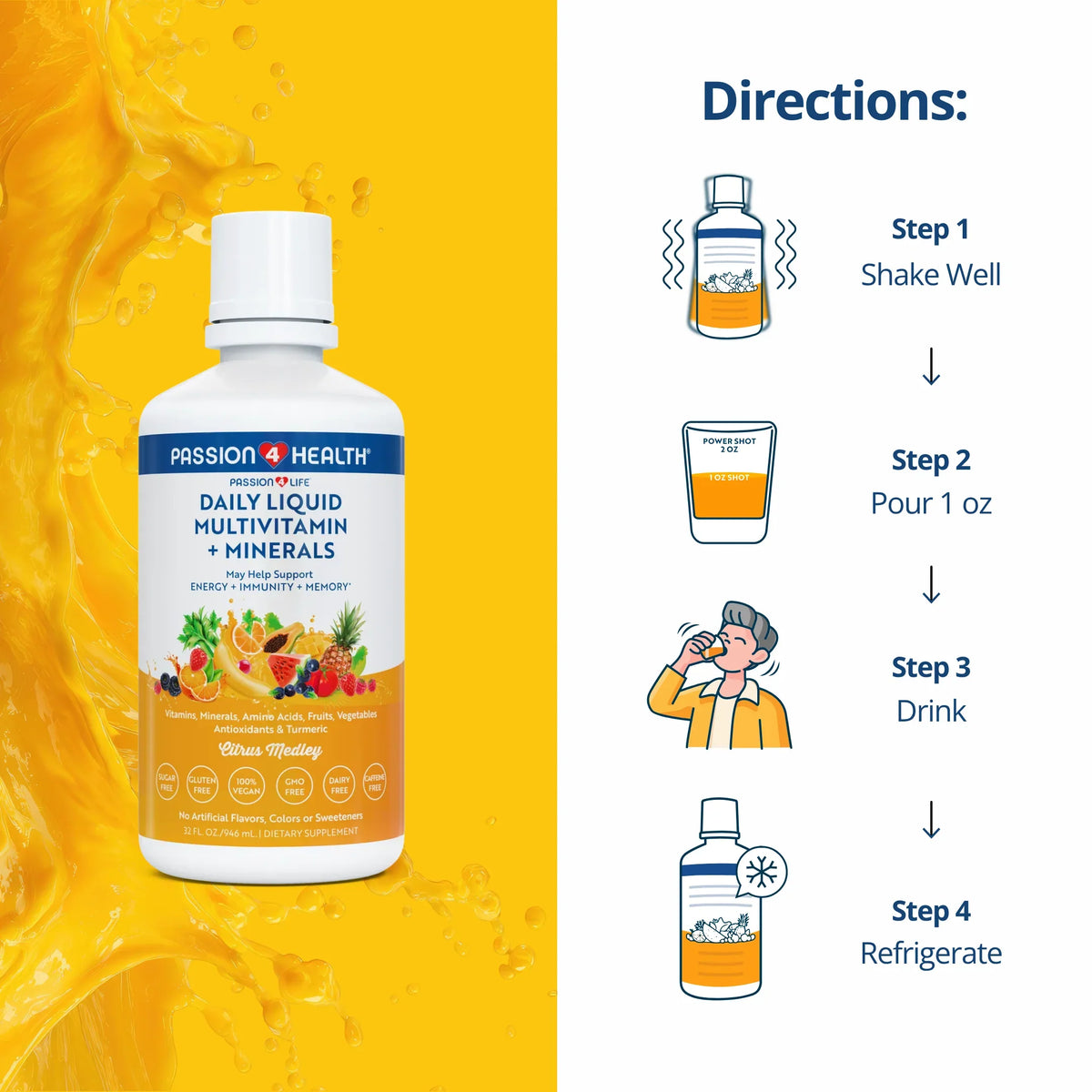 Daily Liquid Multivitamin Minerals Complete Wellness Supplement Formula