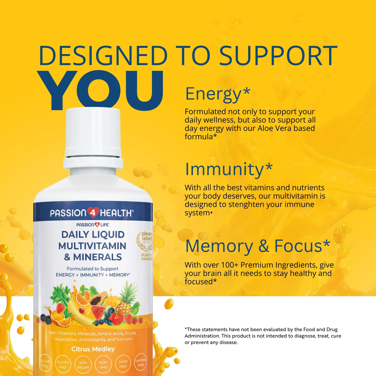 Daily Liquid Multivitamin Minerals Complete Wellness Supplement Formula