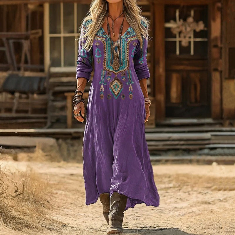 Theodora | Vintage-Freizeitkleid mit langen Ärmeln