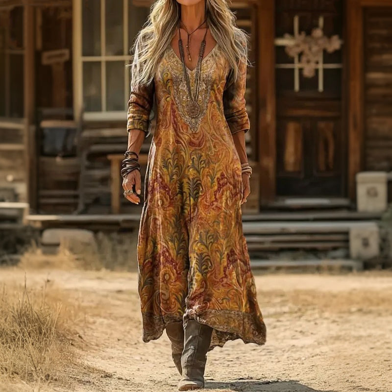 Rachael | Lässiges Kleid mit langen Ärmeln im Vintage-Stil