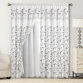 Elegant Comfort Set of 2 Lucia Curtain Panels - Attached Valance - 54" W x 84" L