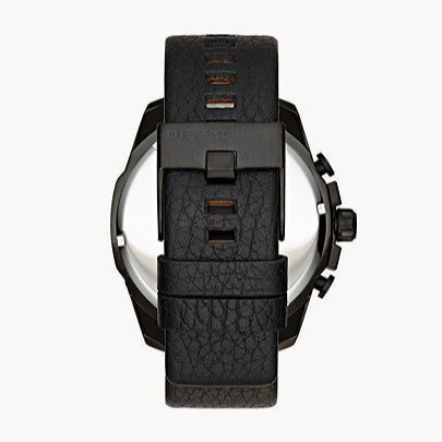 Diesel DZ4323 Mega Chief Chronograph Herrenuhr – Schwarzes Zifferblatt & schwarzes Lederarmband