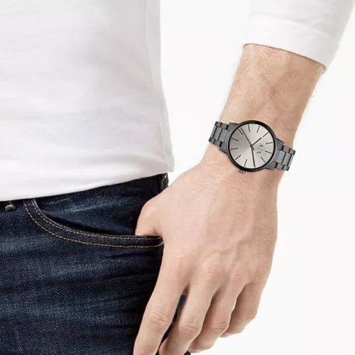 Armani Exchange Cayde AX2722 Herren-Analog-Uhr – Graues Zifferblatt mit passendem grauem Edelstahlarmband