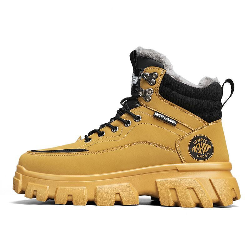 Men's Suede High-Top Martin Boots with Thick Sole for Winter Workwear