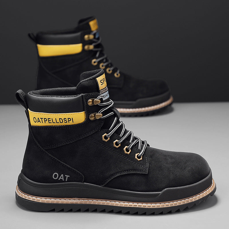 High-Top Retro Martin Boots for Men – Autumn Winter Workwear Style