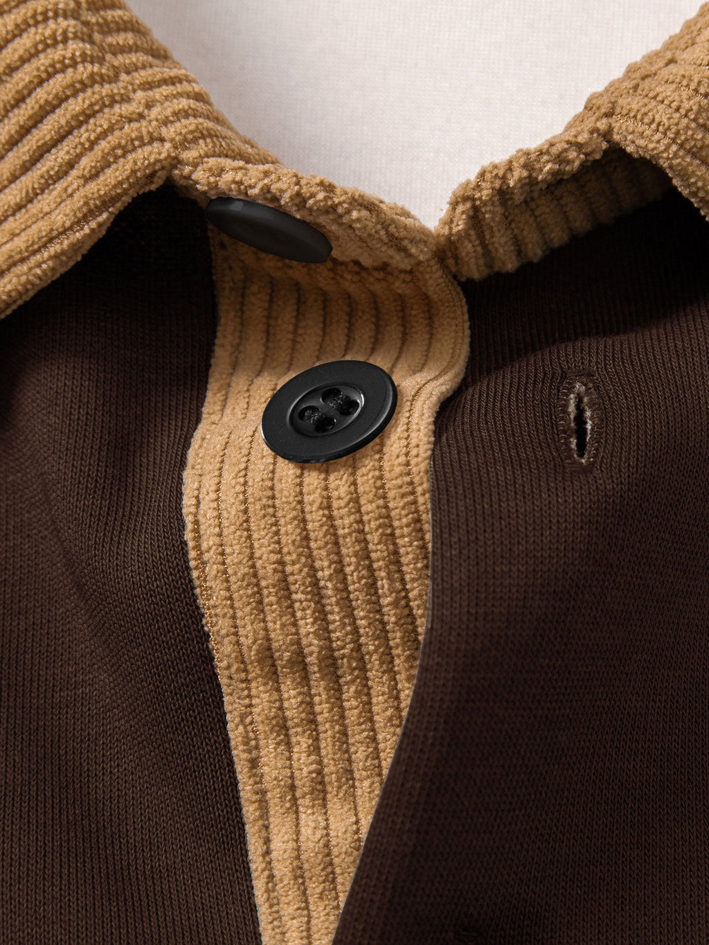 Relax Fit Men Print Contrast Corduroy Polo Collar Sweatshirt