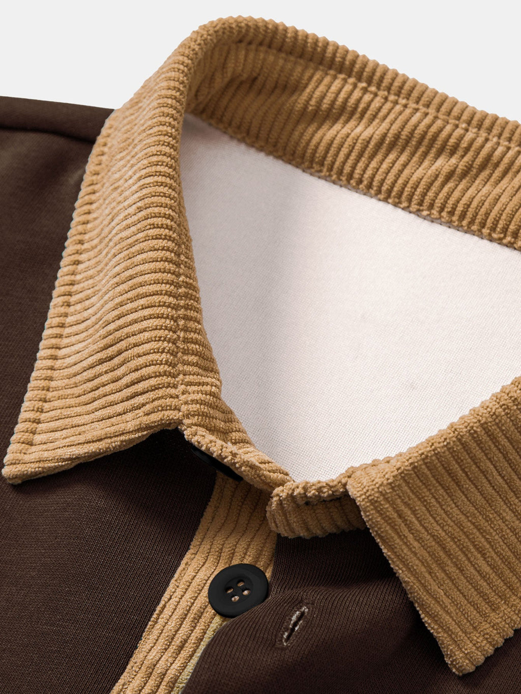Relax Fit Men Print Contrast Corduroy Polo Collar Sweatshirt