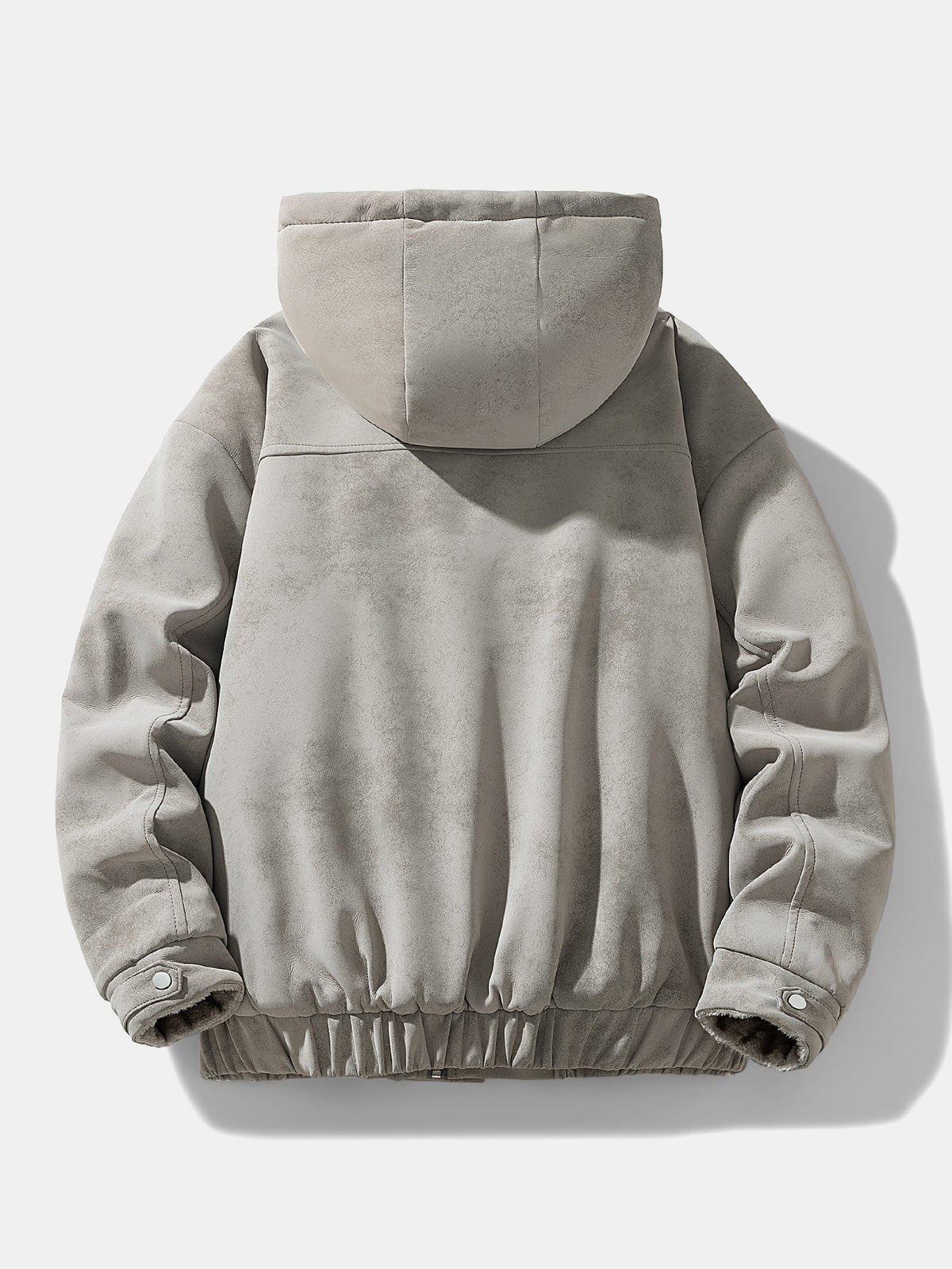 Relax Fit Suede Teddy Zipper Reversible Hooded Coat