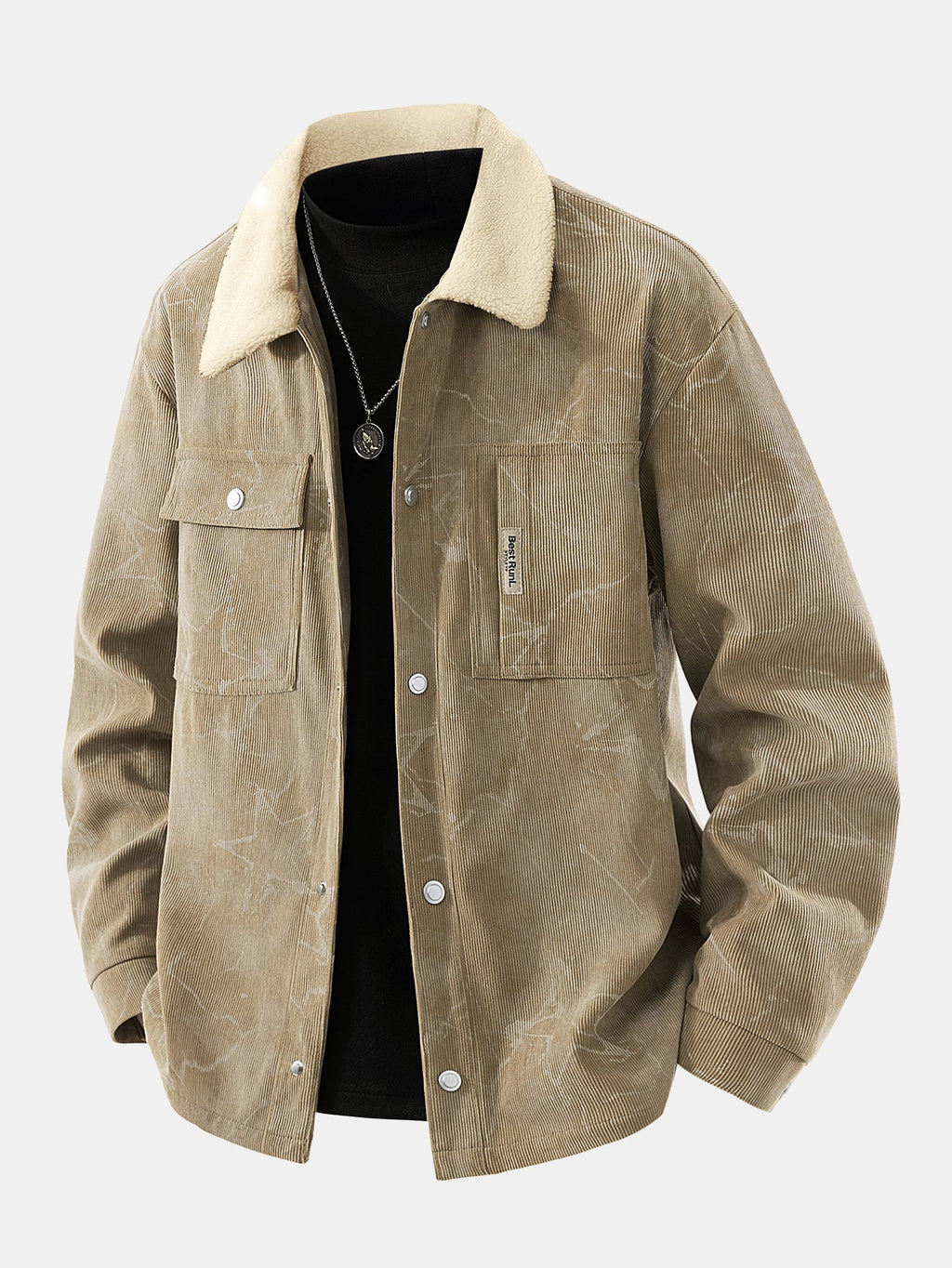 Teddy Lined Star Print Corduroy  Jacket