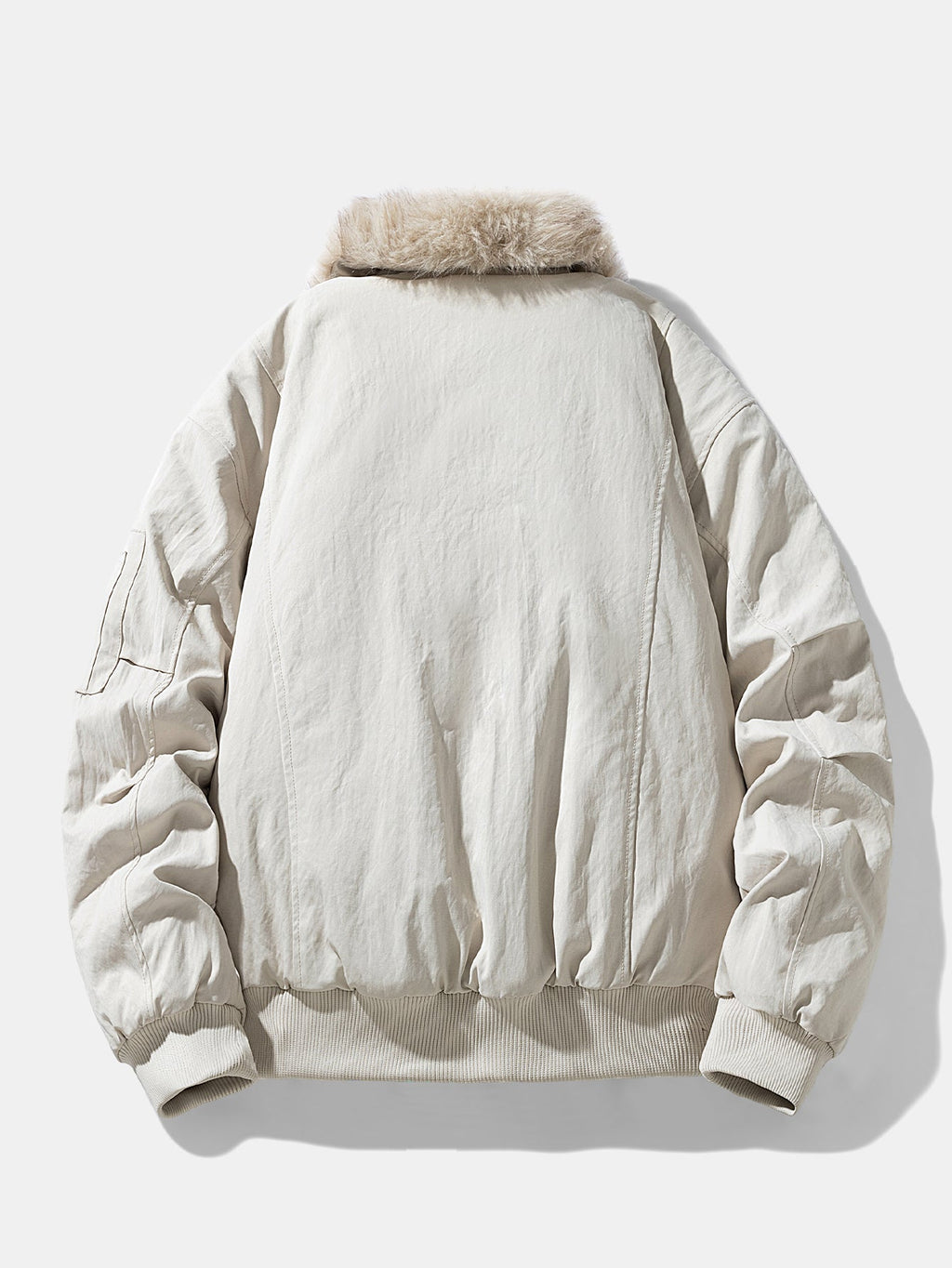 Oversize Faux Fur Collar Bomber Jacket