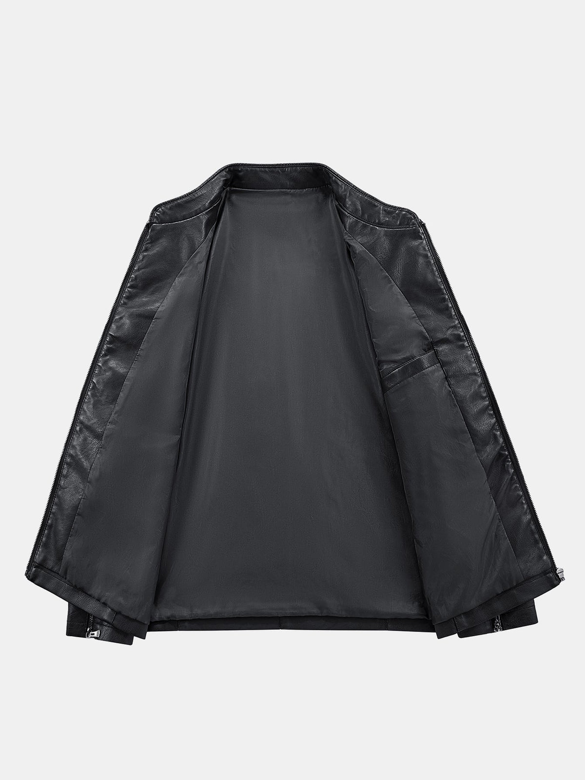 PU Leather Stand Collar Jacket