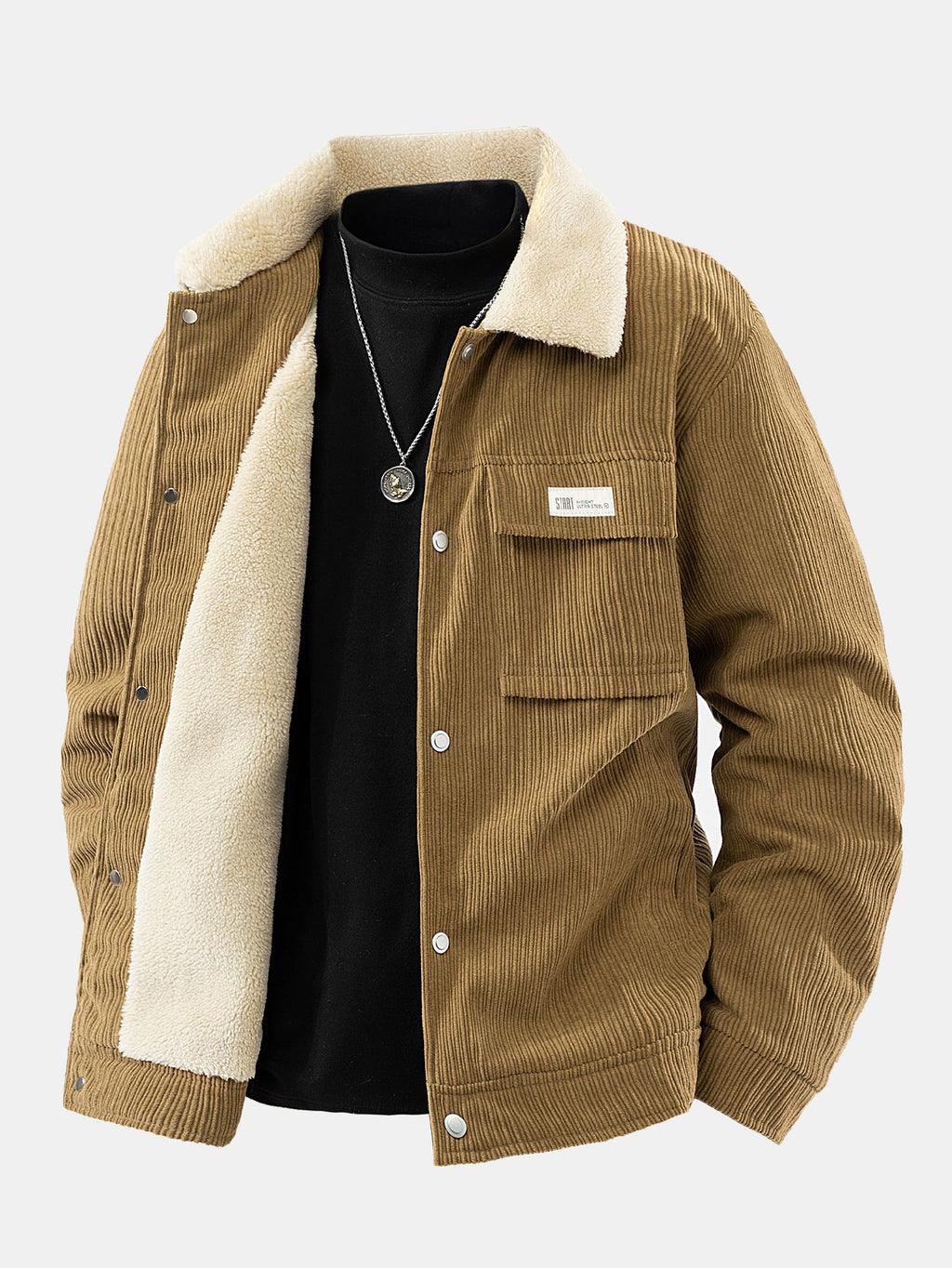 Teddy Lined Corduroy Button Up Jacket