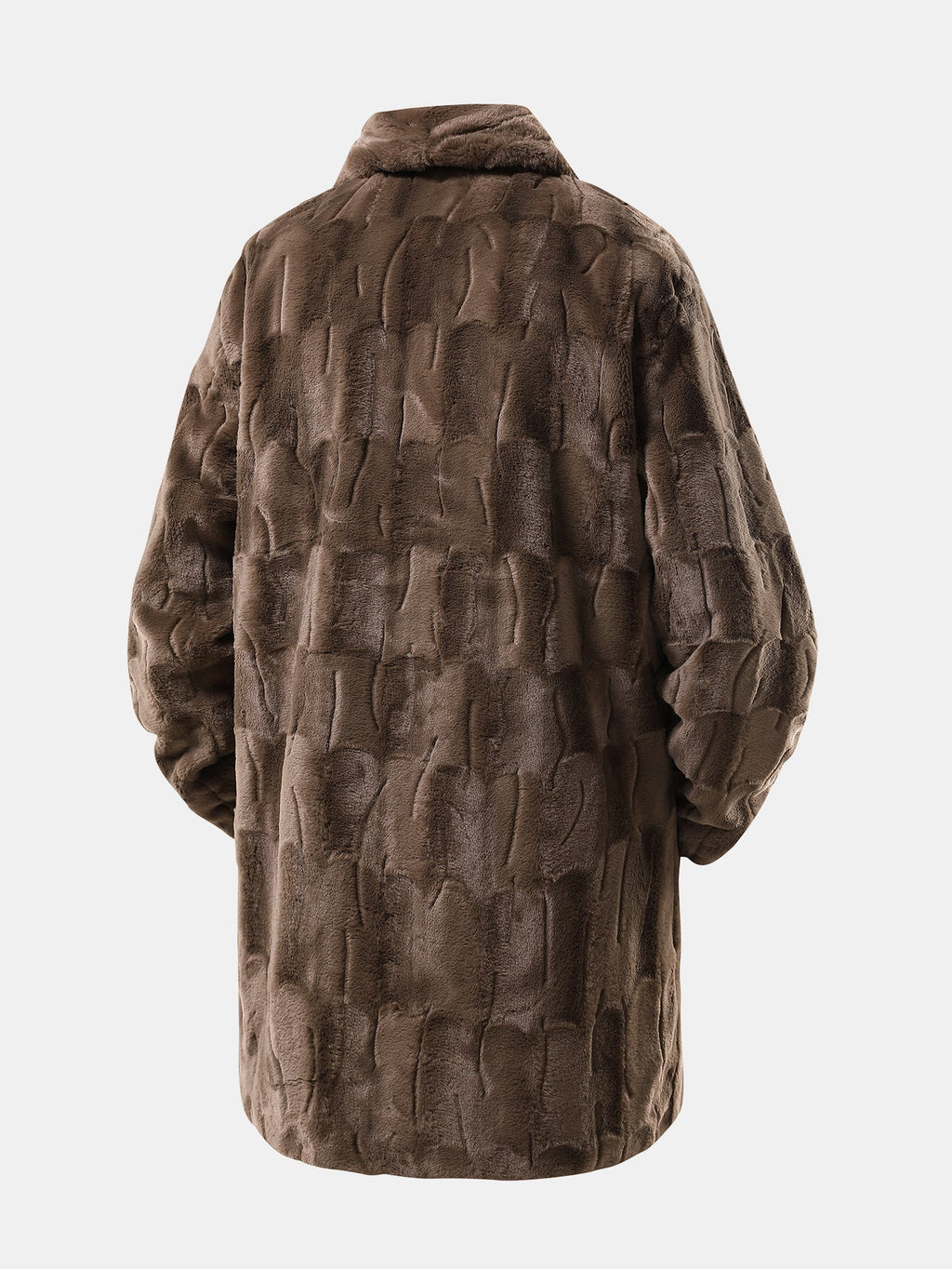 Faux  Fur Shawl Collar Long Line Coat