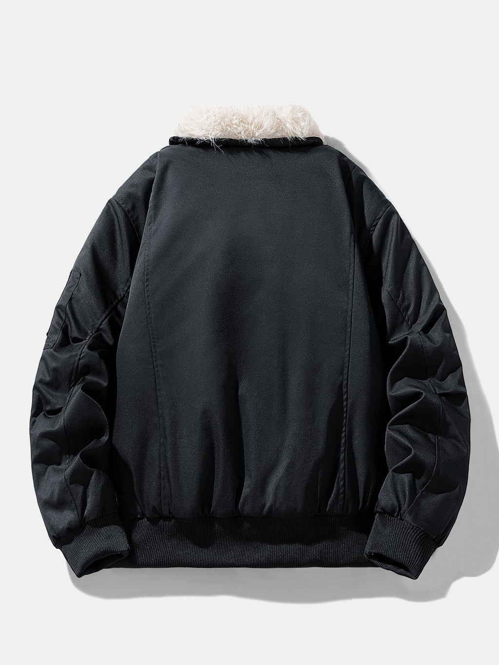 Oversize Faux Fur Collar Bomber Jacket