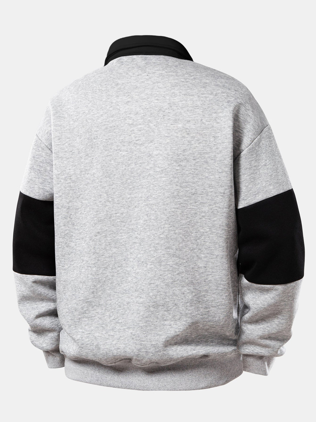 Relax Fit NY Brooklyn Print Color Block Polo Collar Sweatshirt