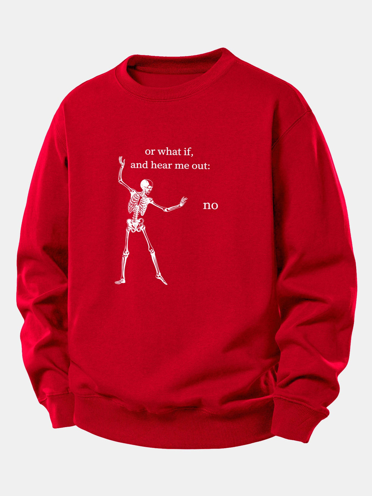 Funny Skeleton ''Hear Me Out'' Print Relax Fit Sweatshirt