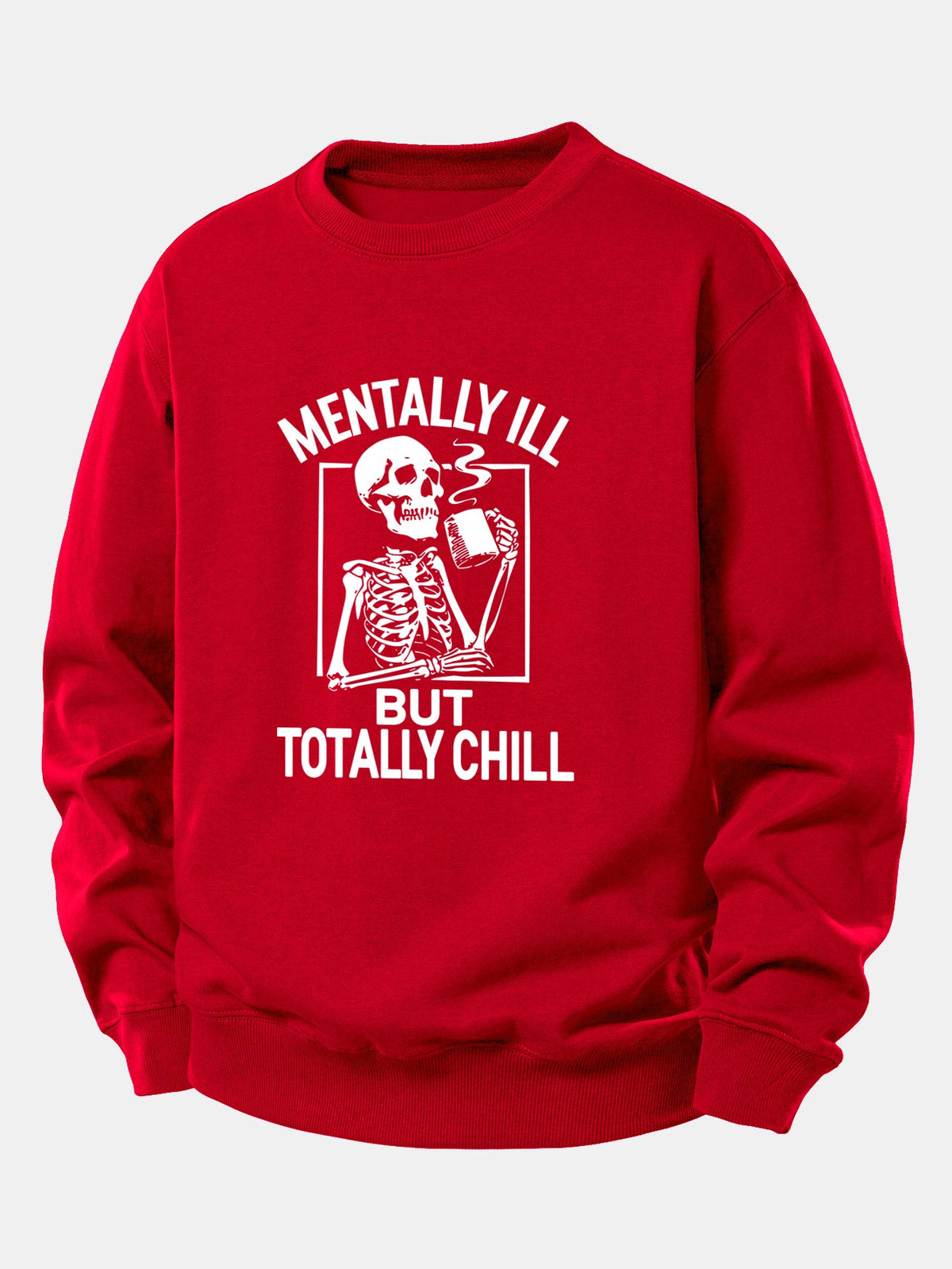 Skeleton Coffee Print Relax Fit Sweatshirt