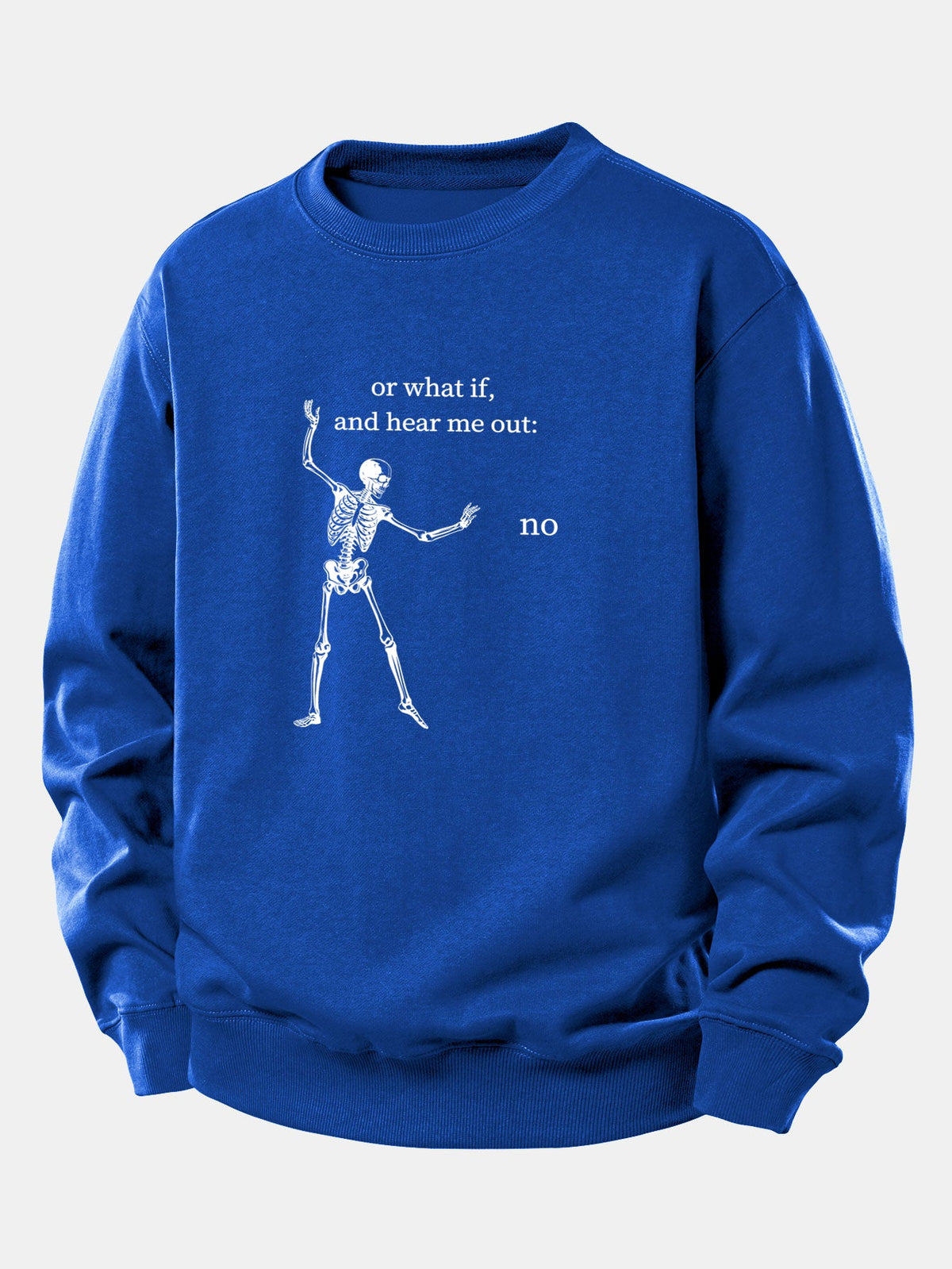 Funny Skeleton ''Hear Me Out'' Print Relax Fit Sweatshirt