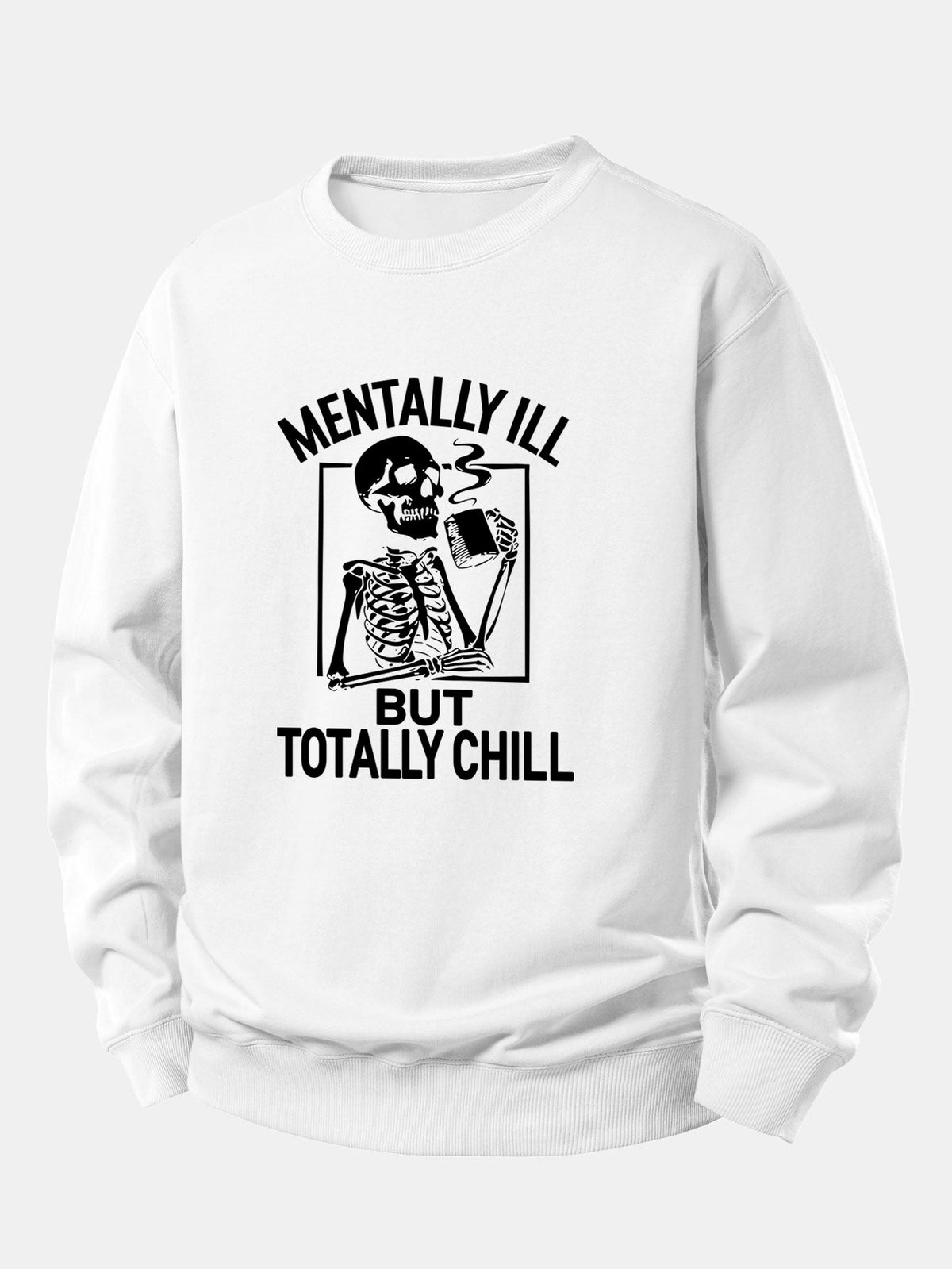 Skeleton Coffee Print Relax Fit Sweatshirt
