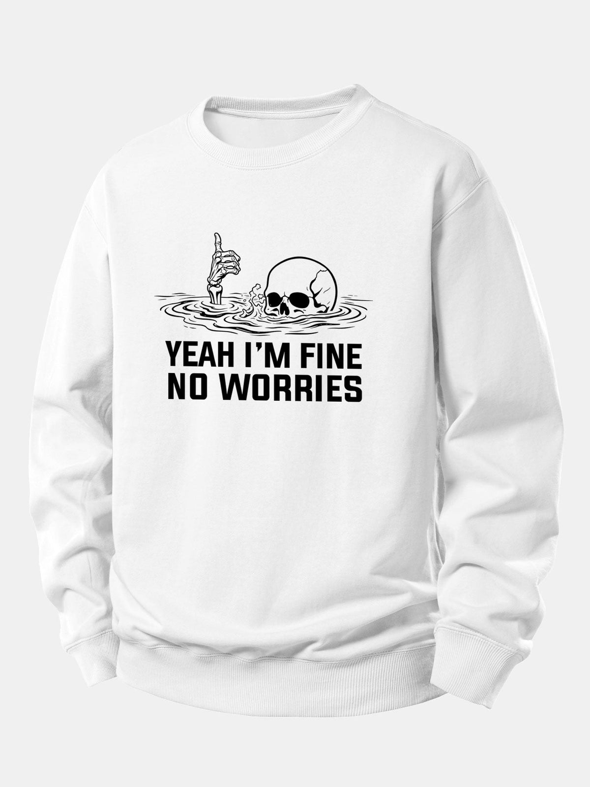 Yeah I’m Fine Skeleton Print Relax Fit Sweatshirt