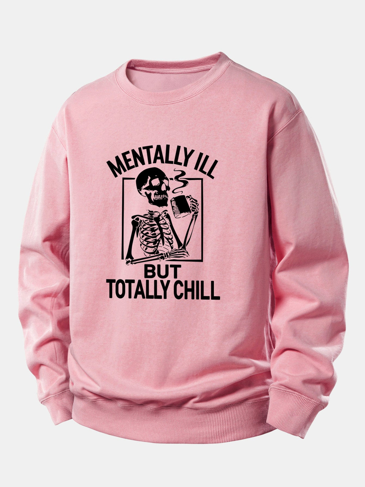 Skeleton Coffee Print Relax Fit Sweatshirt