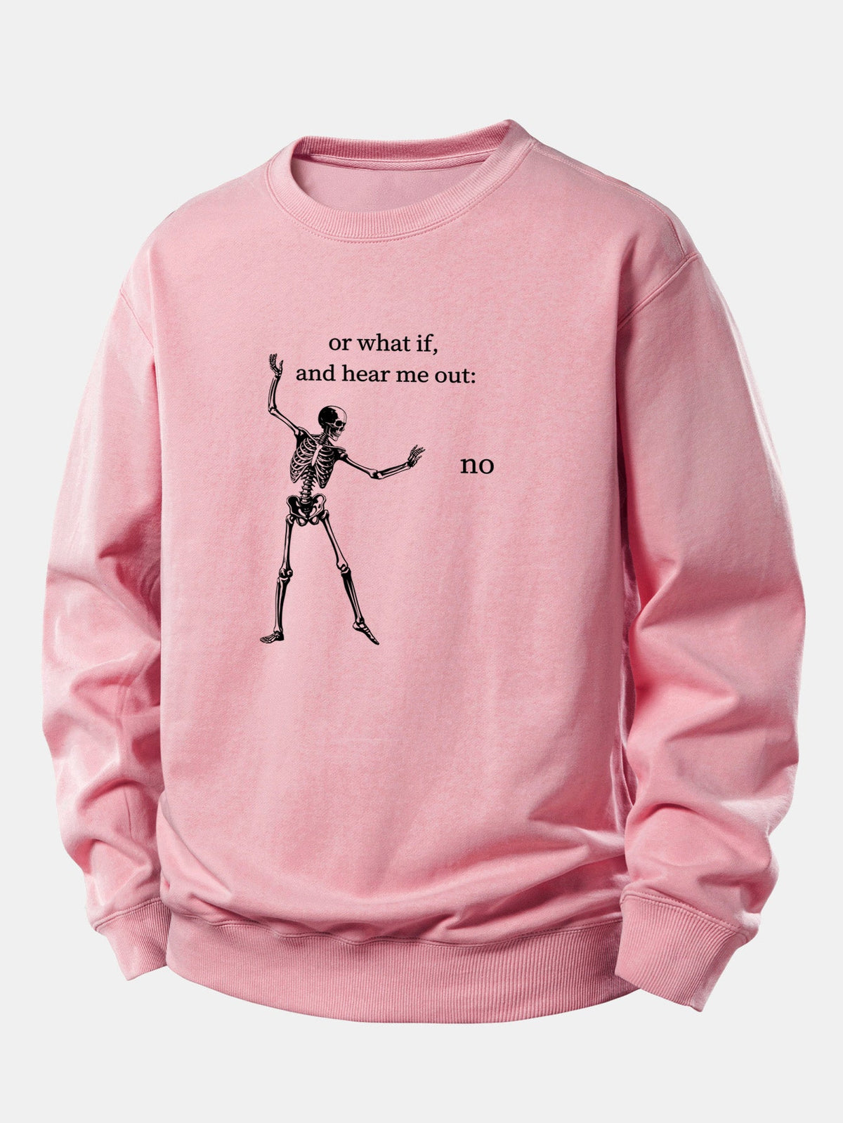 Funny Skeleton ''Hear Me Out'' Print Relax Fit Sweatshirt