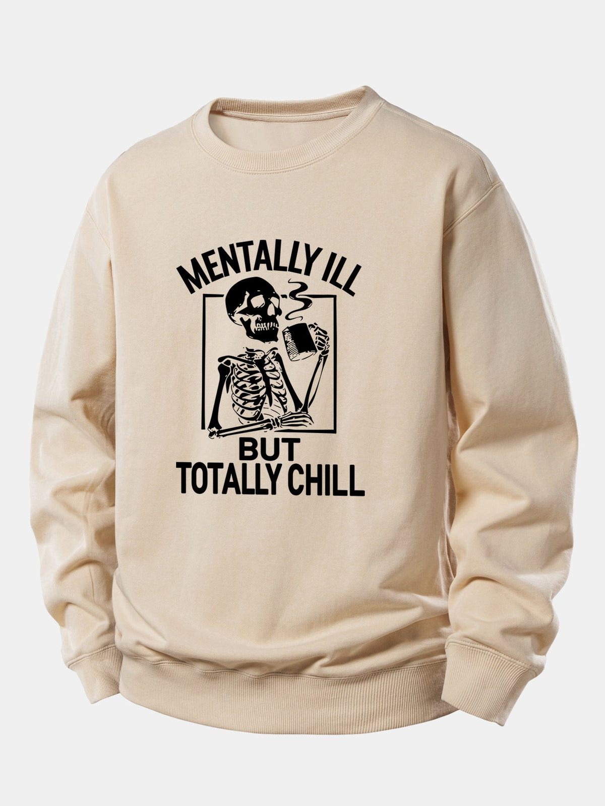 Skeleton Coffee Print Relax Fit Sweatshirt