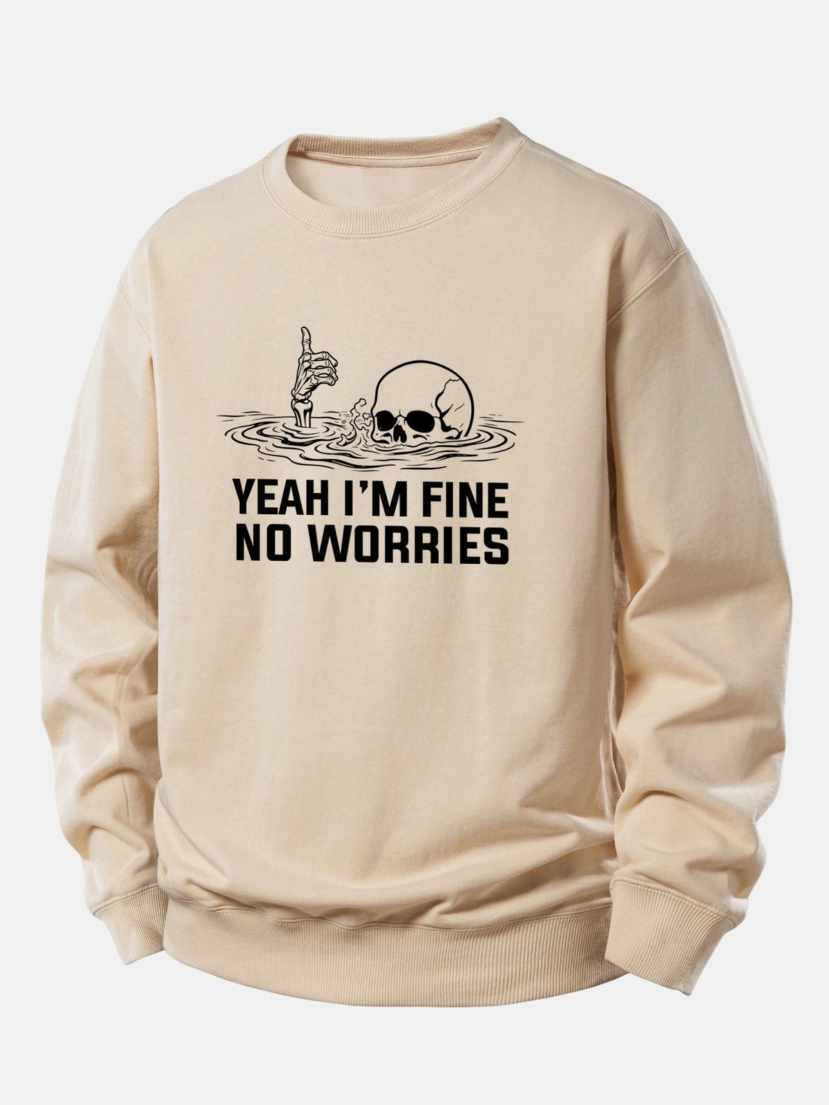 Yeah I’m Fine Skeleton Print Relax Fit Sweatshirt