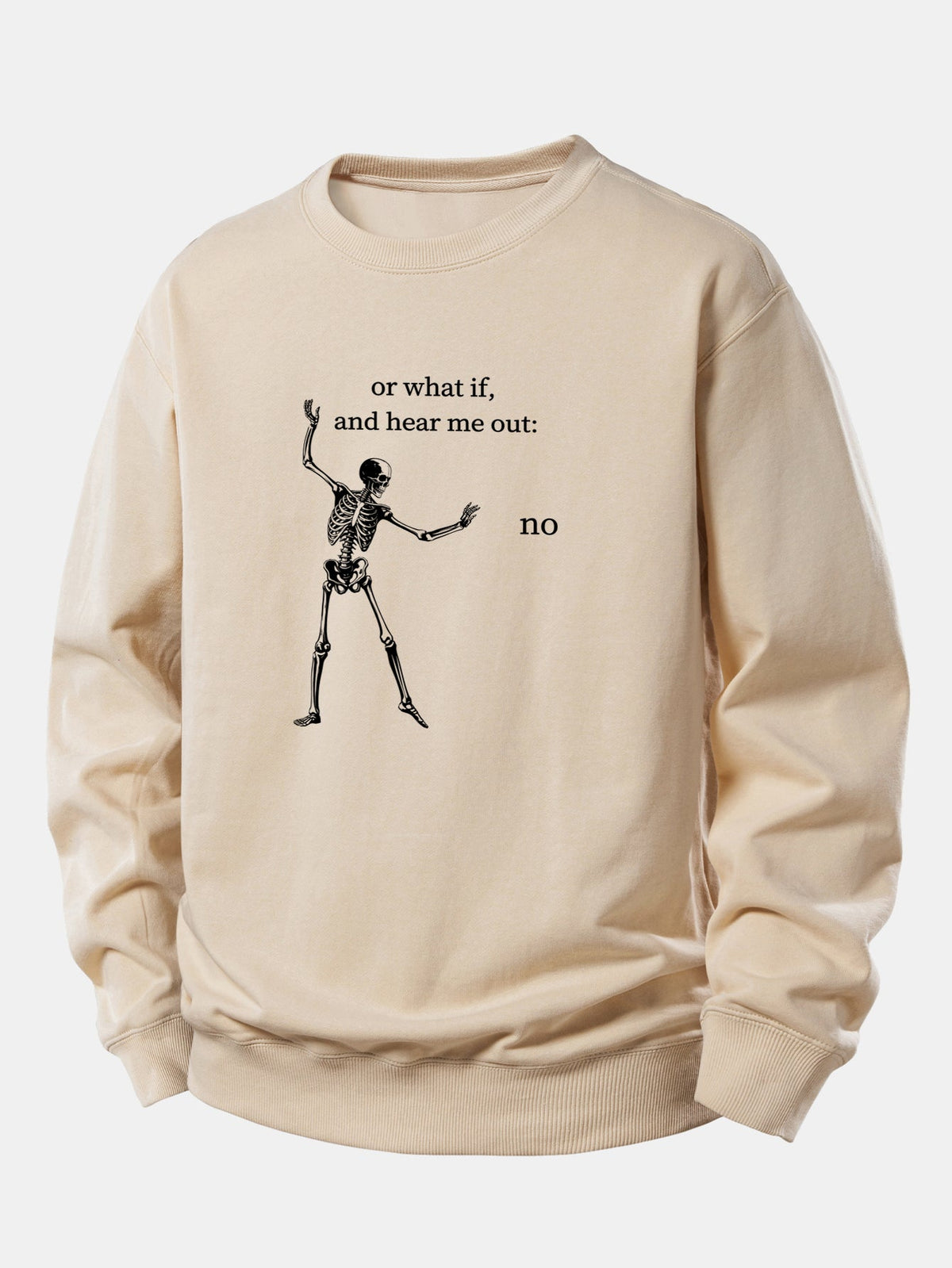 Funny Skeleton ''Hear Me Out'' Print Relax Fit Sweatshirt