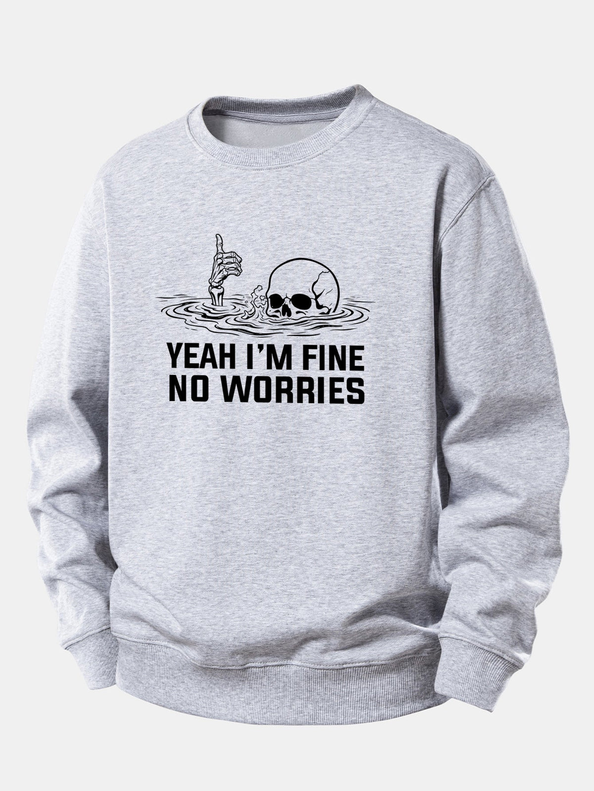 Yeah I’m Fine Skeleton Print Relax Fit Sweatshirt