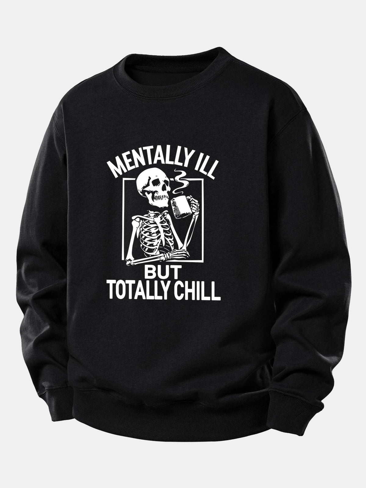 Skeleton Coffee Print Relax Fit Sweatshirt