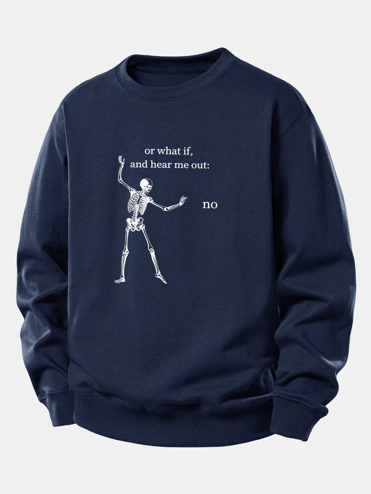 Funny Skeleton ''Hear Me Out'' Print Relax Fit Sweatshirt