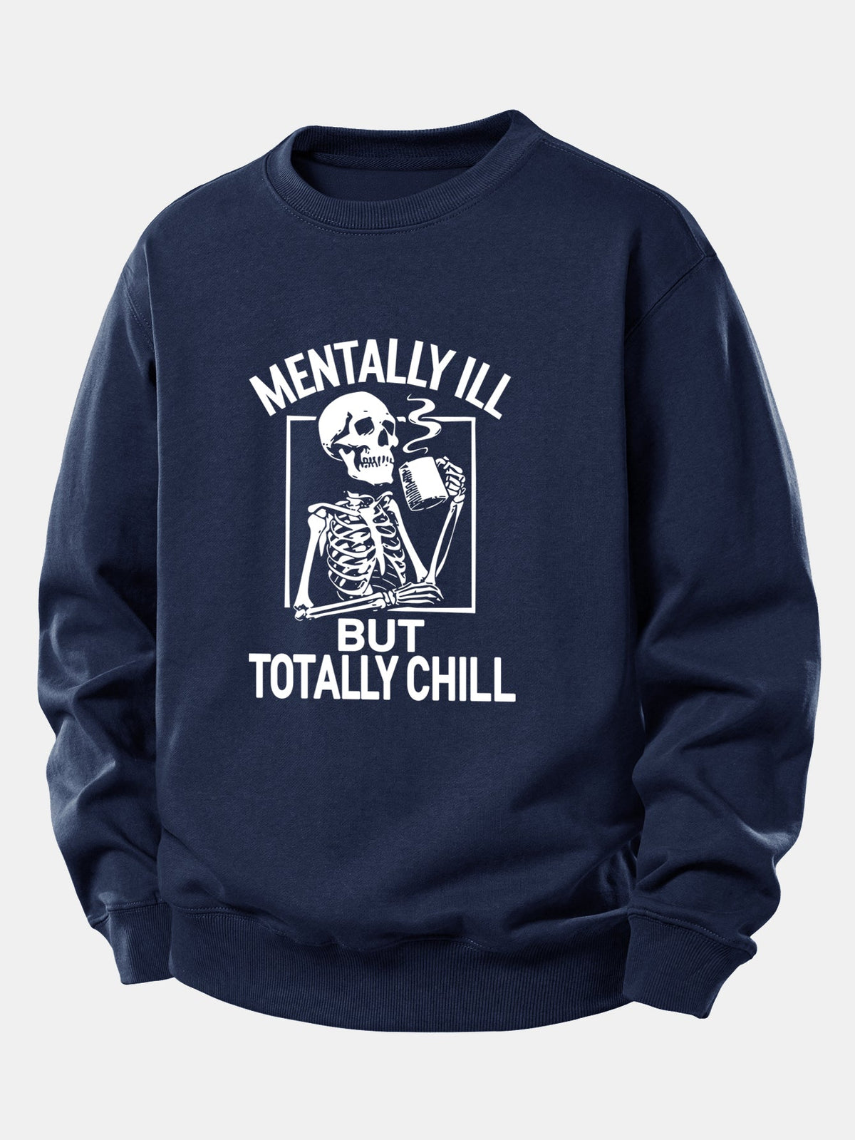 Skeleton Coffee Print Relax Fit Sweatshirt