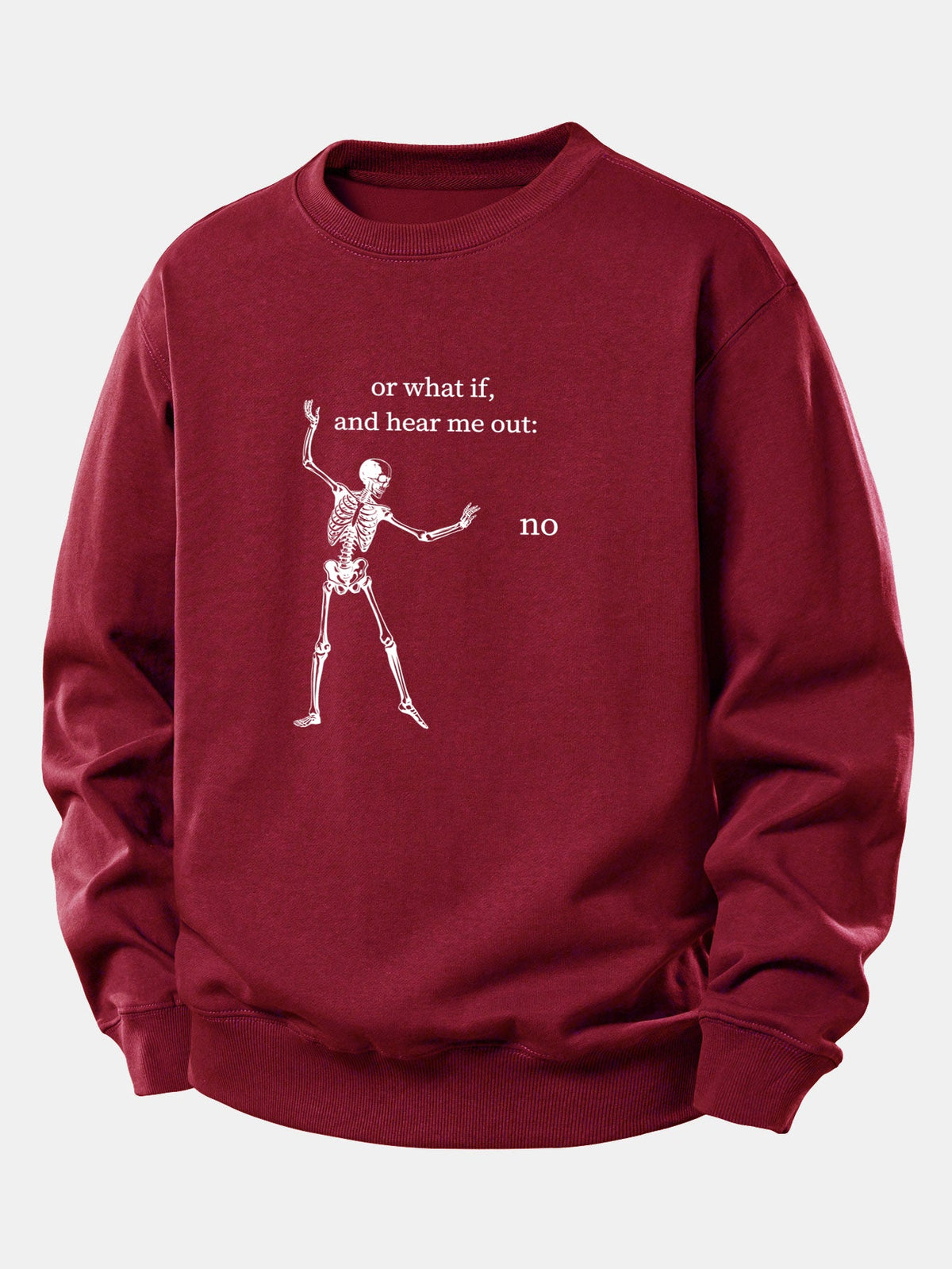 Funny Skeleton ''Hear Me Out'' Print Relax Fit Sweatshirt