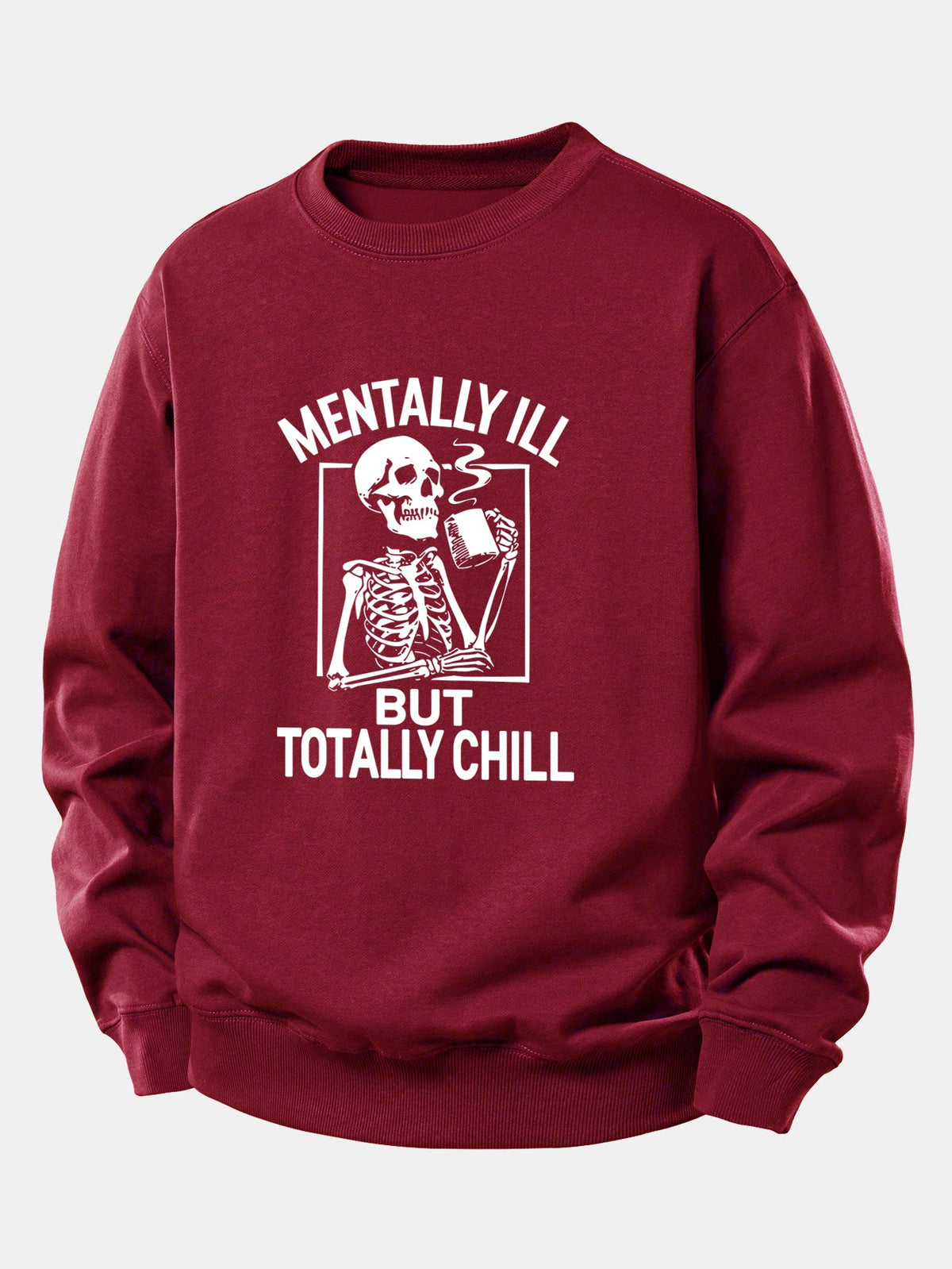 Skeleton Coffee Print Relax Fit Sweatshirt
