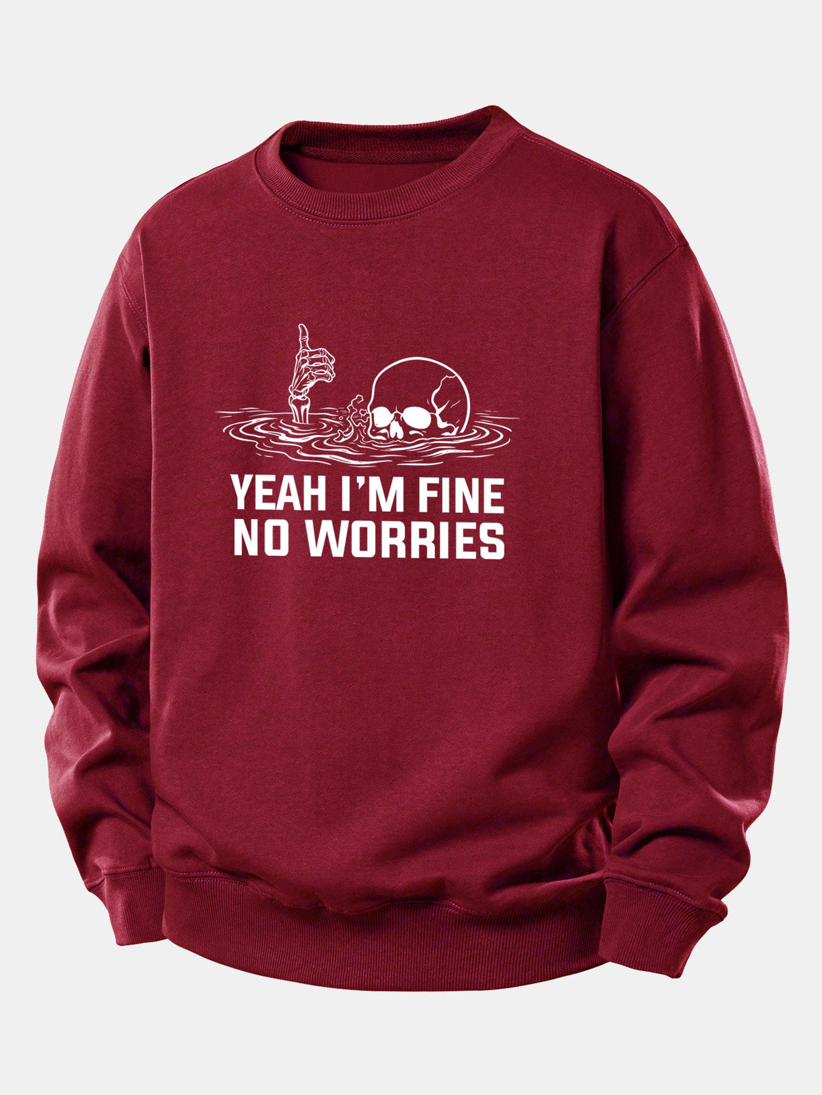 Yeah I’m Fine Skeleton Print Relax Fit Sweatshirt