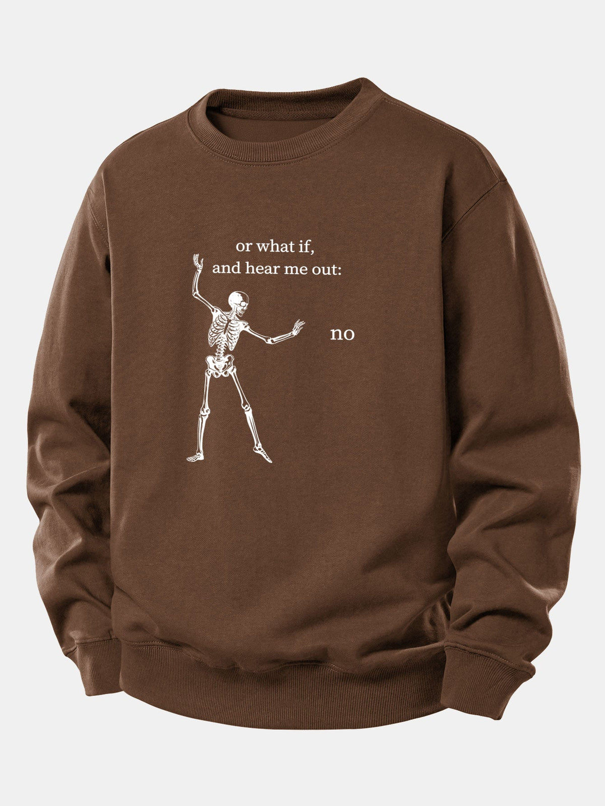 Funny Skeleton ''Hear Me Out'' Print Relax Fit Sweatshirt