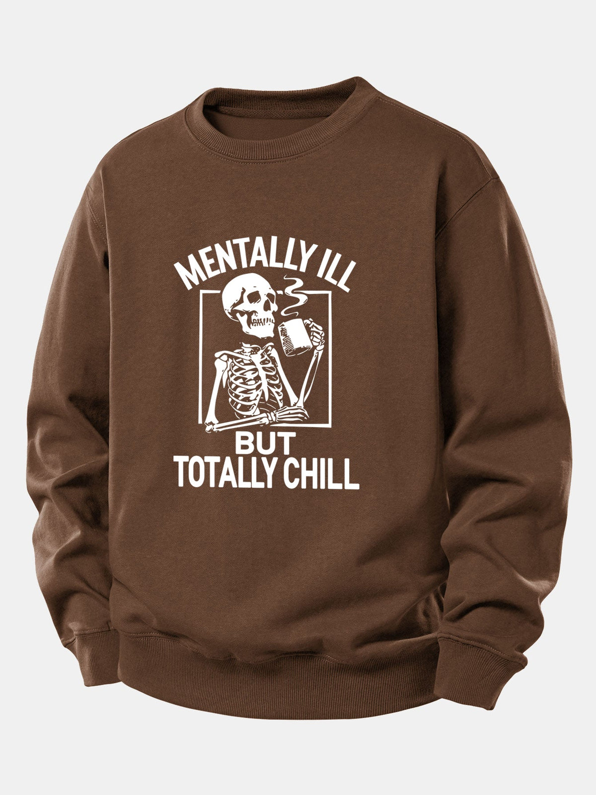Skeleton Coffee Print Relax Fit Sweatshirt