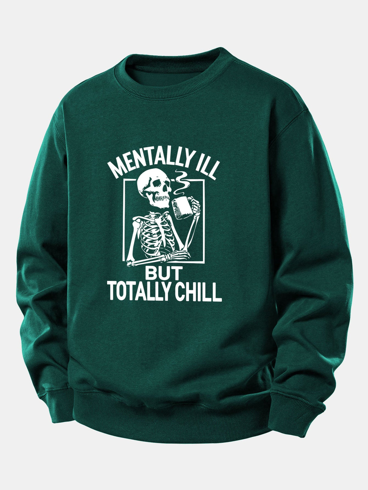 Skeleton Coffee Print Relax Fit Sweatshirt