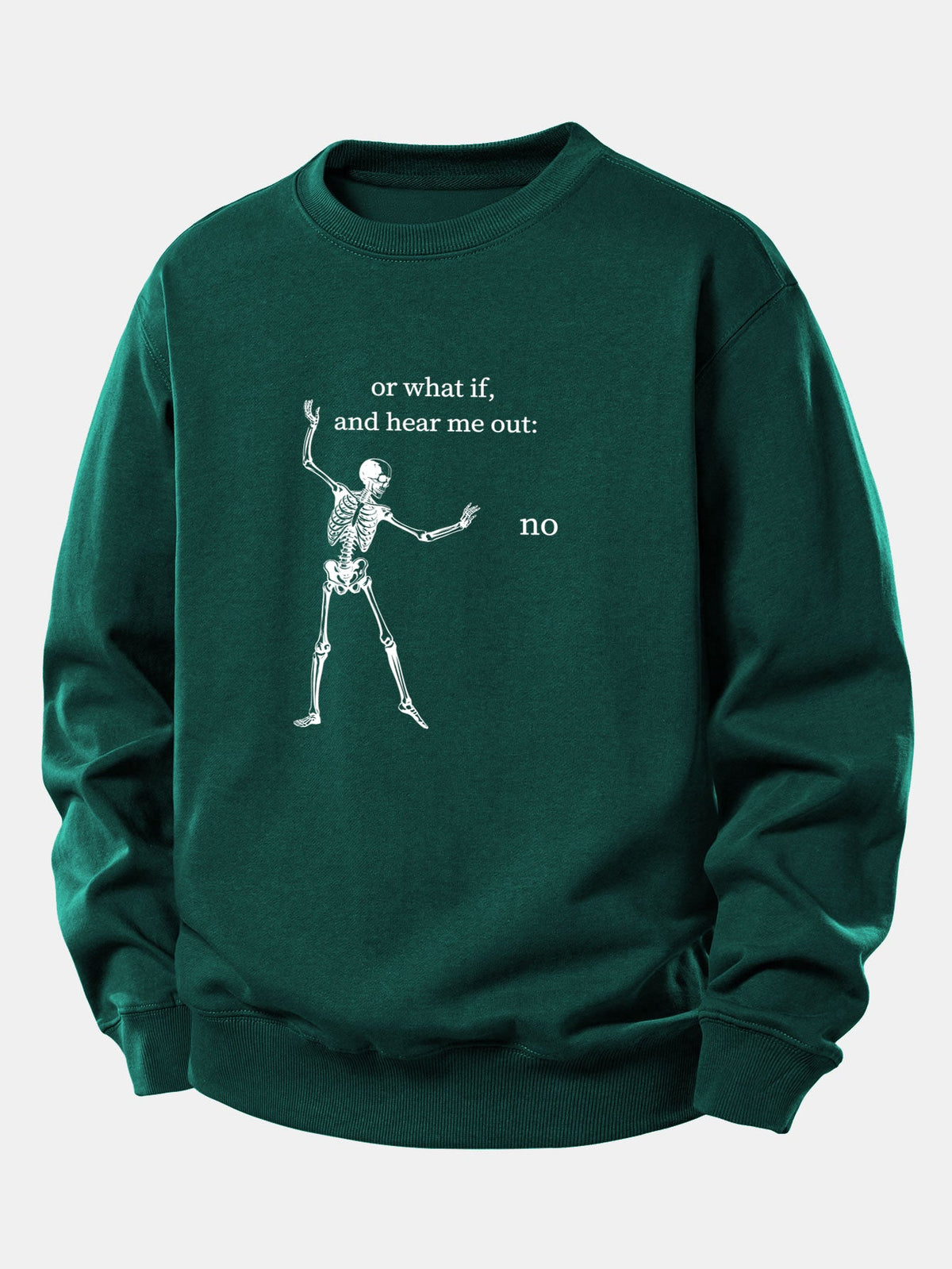 Funny Skeleton ''Hear Me Out'' Print Relax Fit Sweatshirt