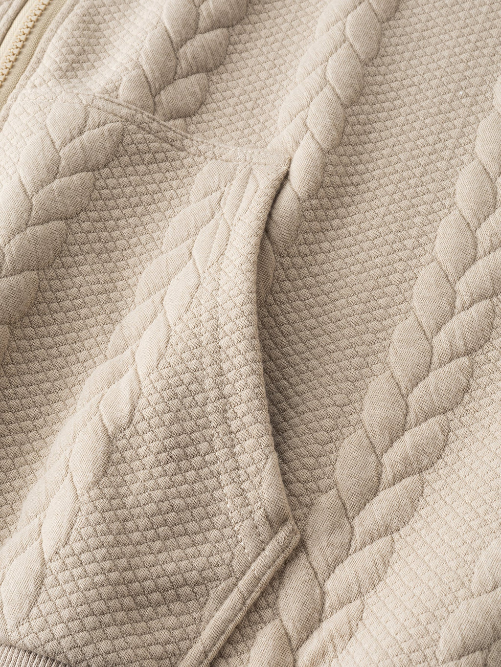 Cable Jacquard Zip-Up Hooded Jacket