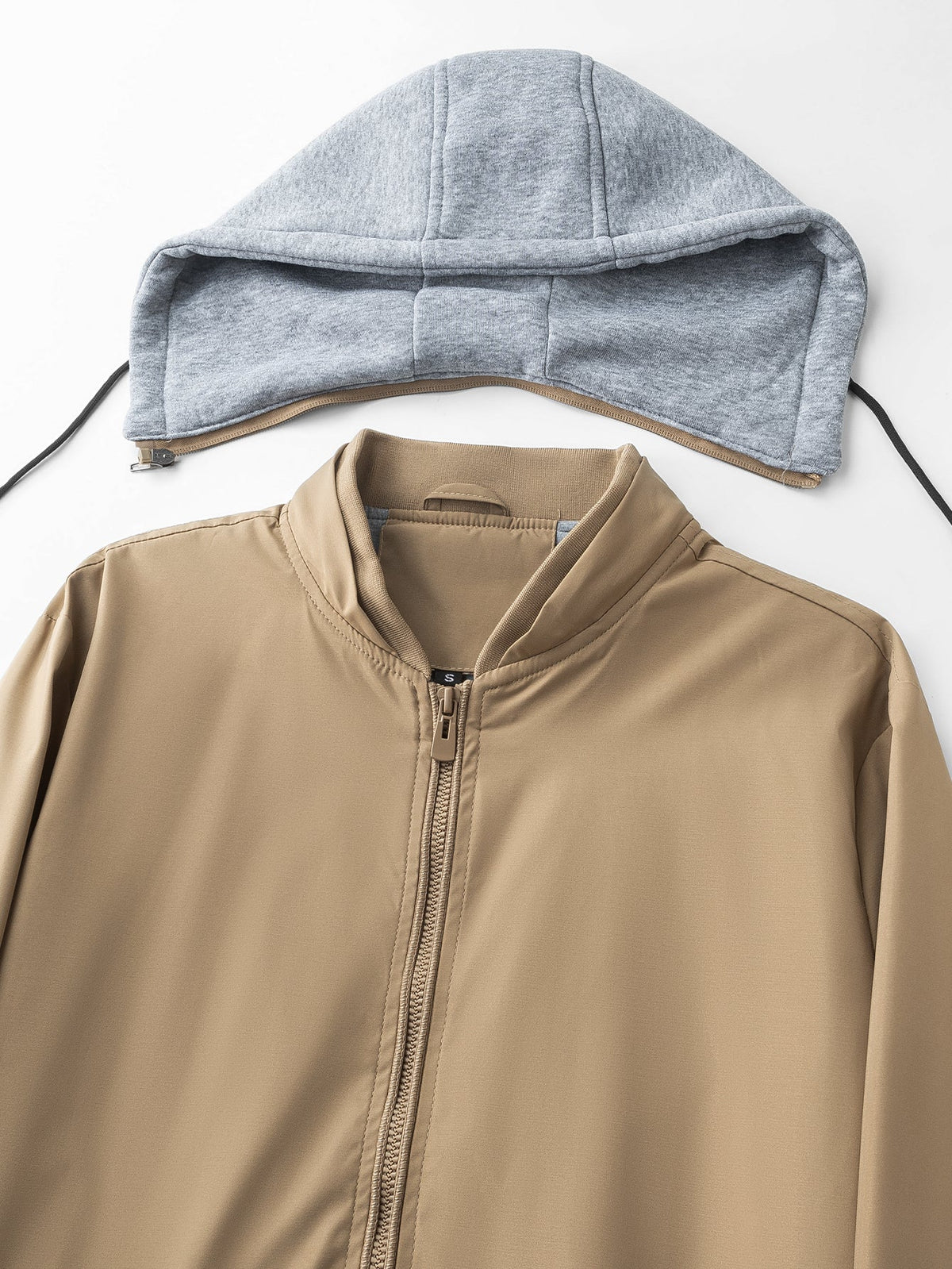 Detachable Hood Zip-Up Bomber Jacket