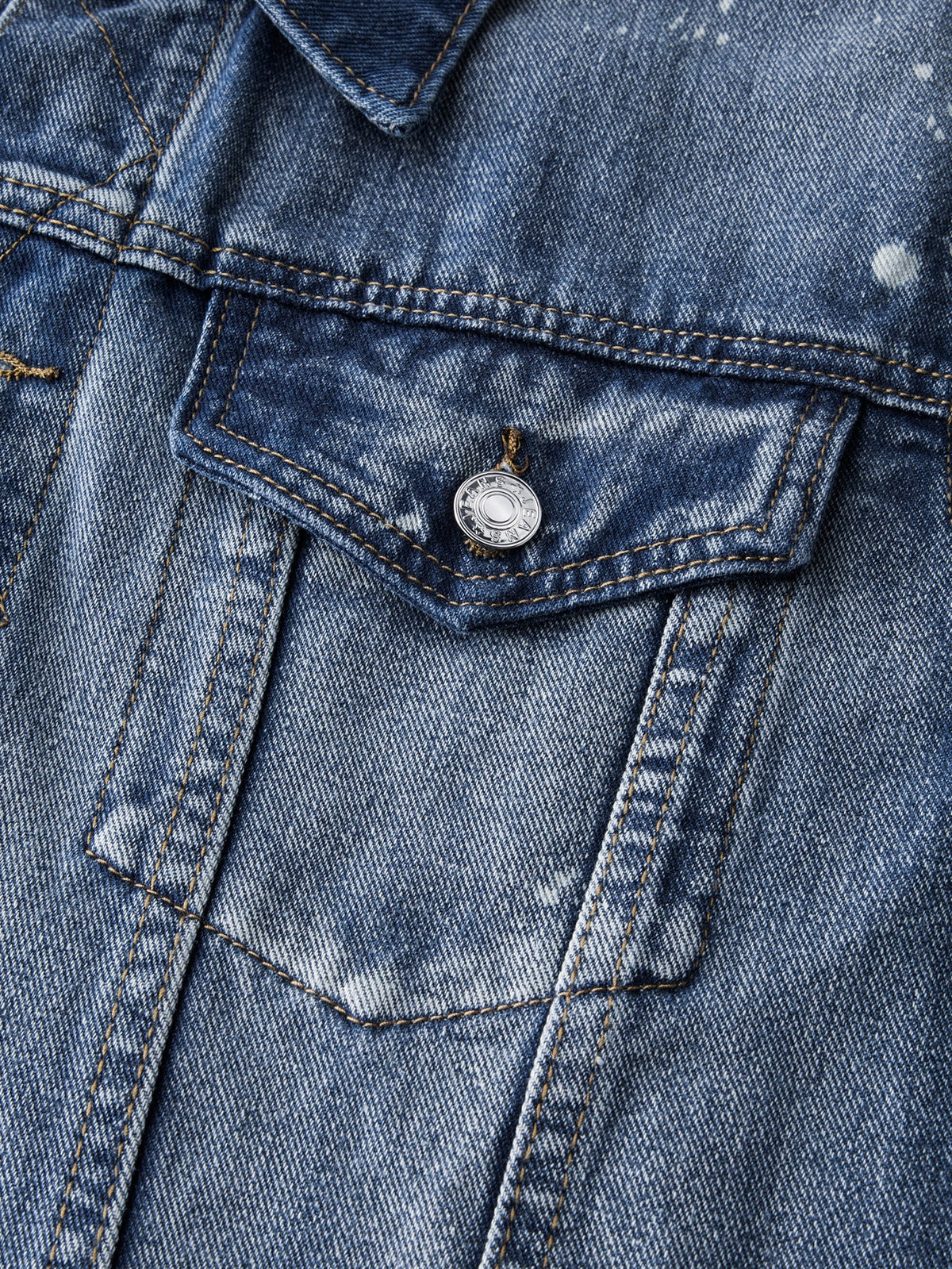 Paint Splatter Distressed Washed Denim Jacket