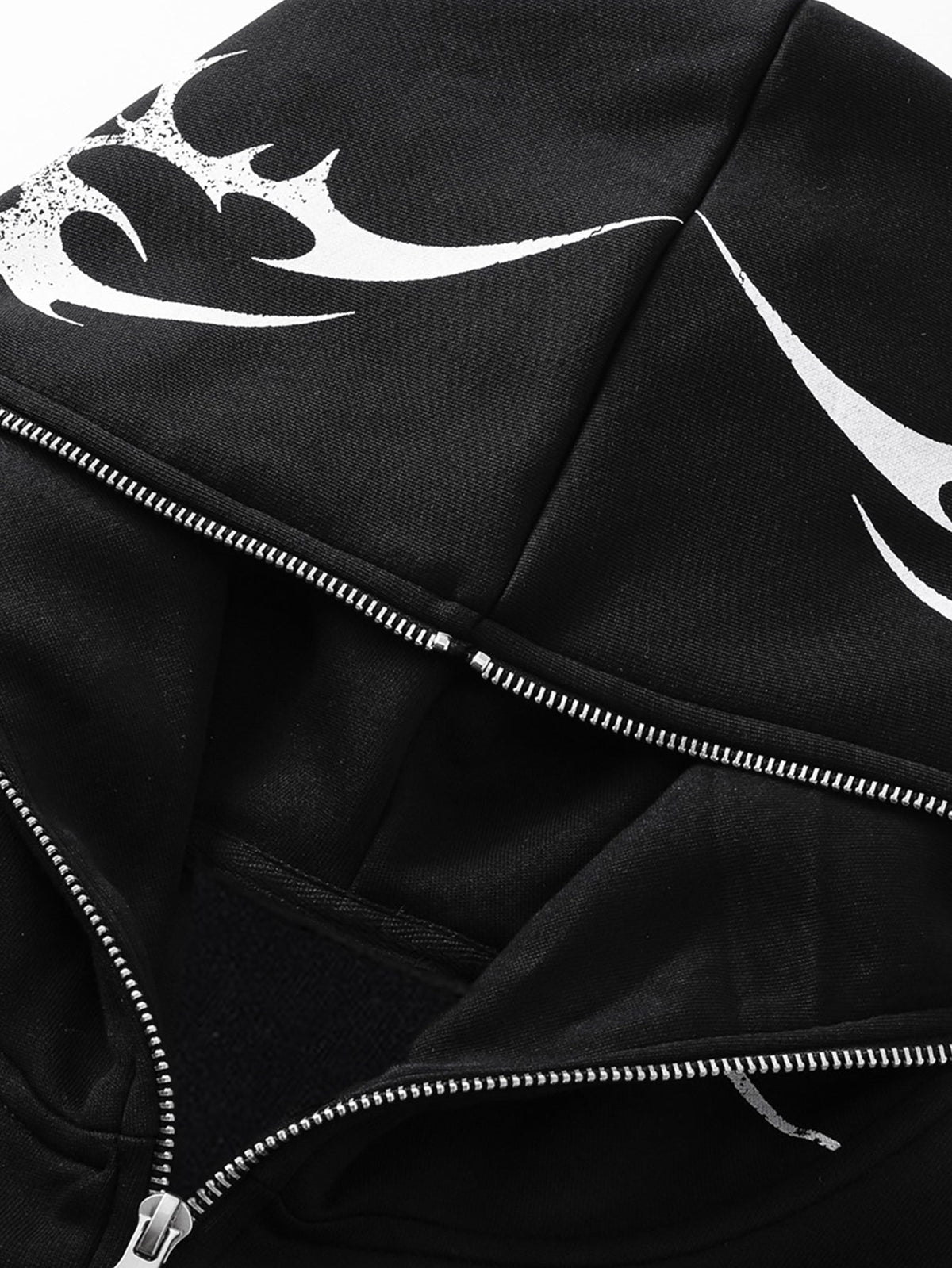 Oversized Script Graphic Zip-Up Hoodie